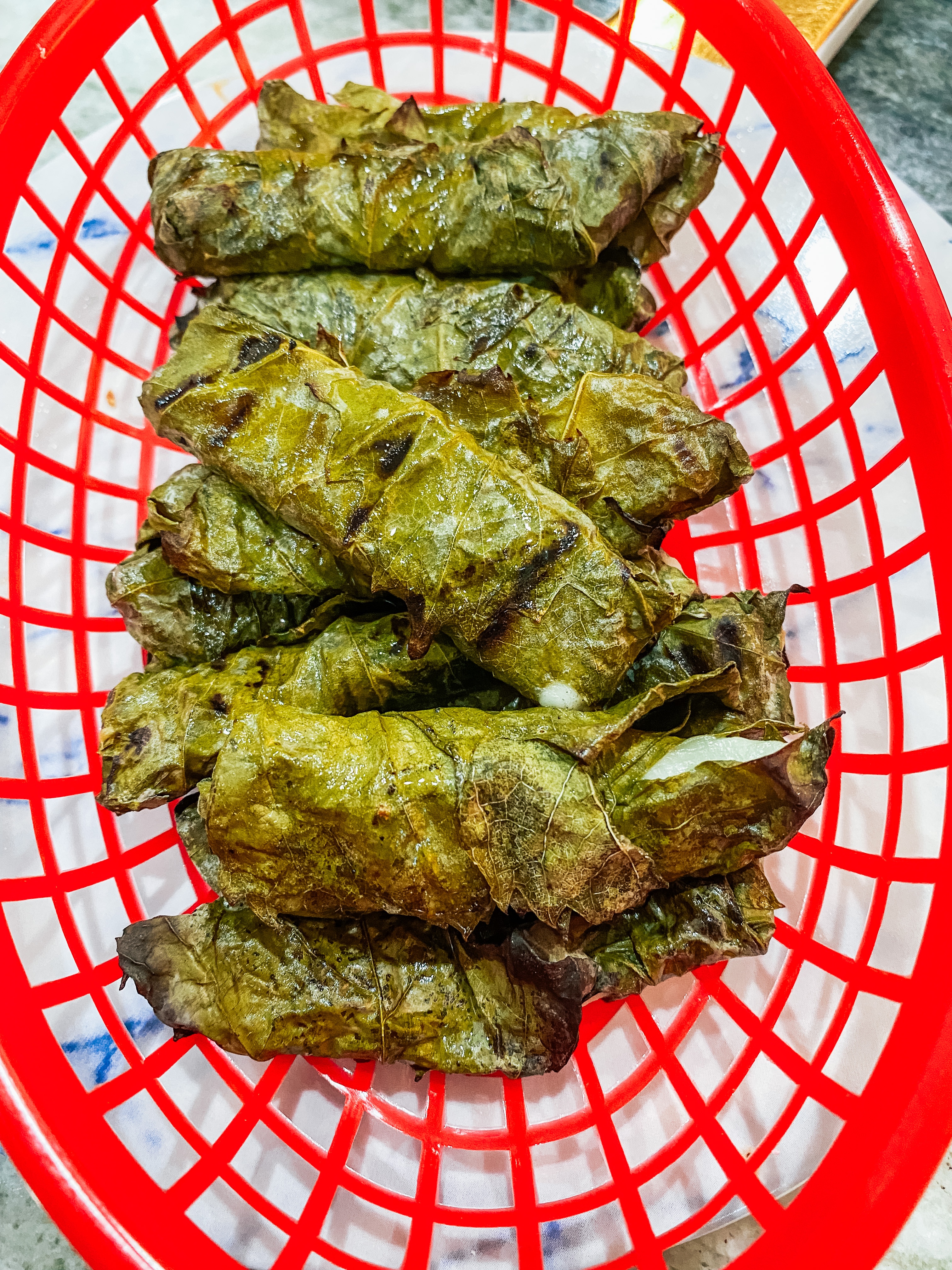 Grilled Halloumi Grape Leaves
